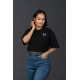Ladies Graphic Oversize Crop Top Black Ladies Graphic Oversize Crop Top Black